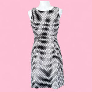 WHBM Black White Geometric Knit Sleeveless Dress Size 4